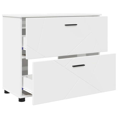 vidaXL Ensemble de meubles de salle de bain avec étagère 3 pcs Blanc Contreplaqué et métal