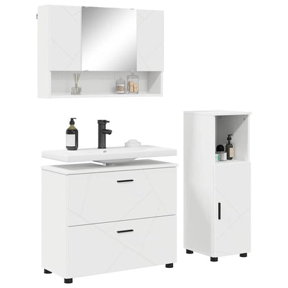 vidaXL Ensemble de meubles de salle de bain avec étagère 3 pcs Blanc Contreplaqué et métal