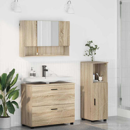 vidaXL Ensemble de meubles de salle de bain 3 pcs Chêne Sonoma Contreplaqué et métal