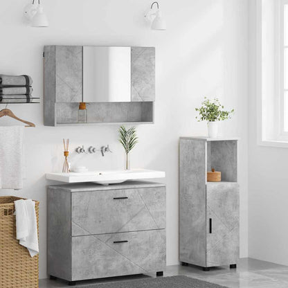 vidaXL Ensemble de meubles de salle de bain 3 pcs Gris béton Bois d'ingénierie et métal