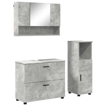 vidaXL Ensemble de meubles de salle de bain 3 pcs Gris béton Bois d'ingénierie et métal