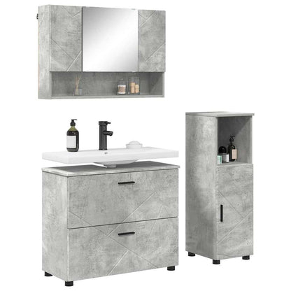 vidaXL Ensemble de meubles de salle de bain 3 pcs Gris béton Bois d'ingénierie et métal
