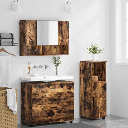 vidaXL Badezimmermöbel-Set mit Schubladen 3 pcs Geräucherte Eiche