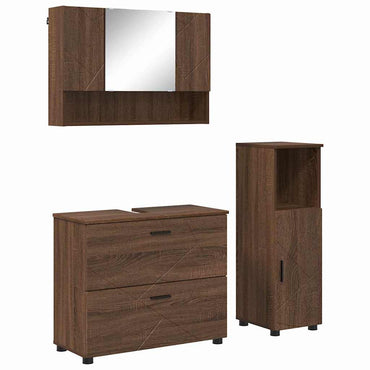 vidaXL Ensemble de meubles de salle de bain avec tiroirs 3 pcs Aspect chêne marron