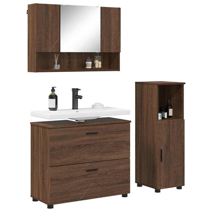 vidaXL Ensemble de meubles de salle de bain avec tiroirs 3 pcs Aspect chêne marron