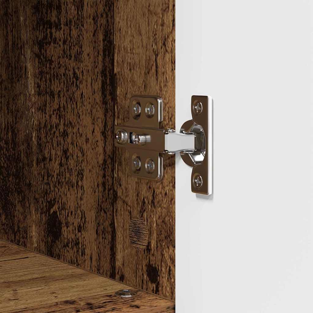 vidaXL Meuble de salle de bain avec porte 3 pcs Contreplaqué de bois de récupération et métal