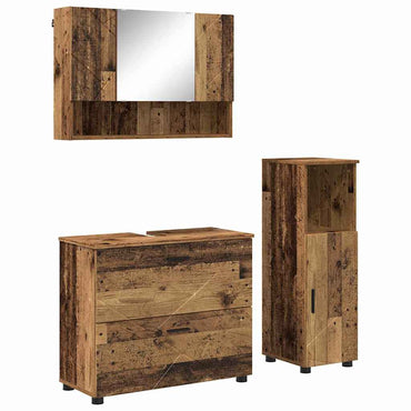 vidaXL Meuble de salle de bain avec porte 3 pcs Contreplaqué de bois de récupération et métal
