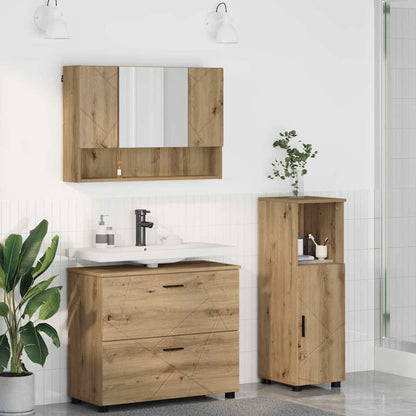 vidaXL Ensemble de meubles de salle de bain 3 pcs Chêne artisan contreplaqué et métal
