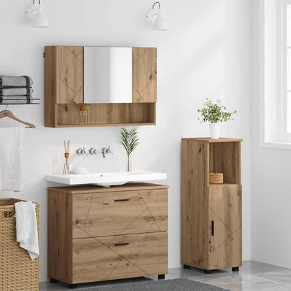 vidaXL Ensemble de meubles de salle de bain 3 pcs Chêne artisan contreplaqué et métal