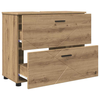 vidaXL Ensemble de meubles de salle de bain 3 pcs Chêne artisan contreplaqué et métal