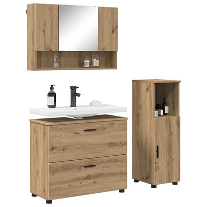 vidaXL Ensemble de meubles de salle de bain 3 pcs Chêne artisan contreplaqué et métal