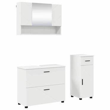 vidaXL Badezimmermöbel-Set mit Regal 3 pcs Weiß Sperrholz und Metall