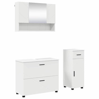 vidaXL Badezimmermöbel-Set mit Regal 3 pcs Weiß Sperrholz und Metall