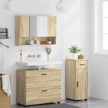 vidaXL Badezimmermöbel-Set 3 pcs Sonoma-Eiche Sperrholz und Metall