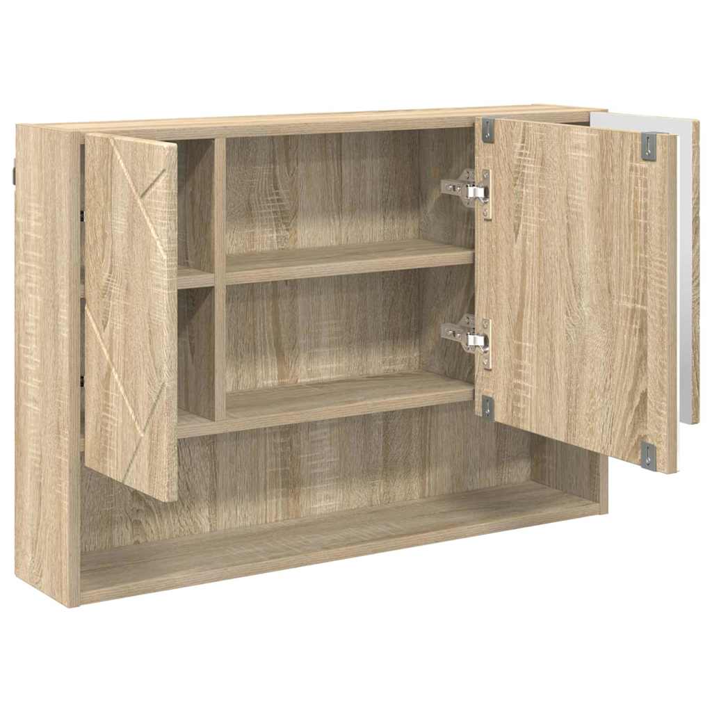 vidaXL Badezimmermöbel-Set 3 pcs Sonoma-Eiche Sperrholz und Metall