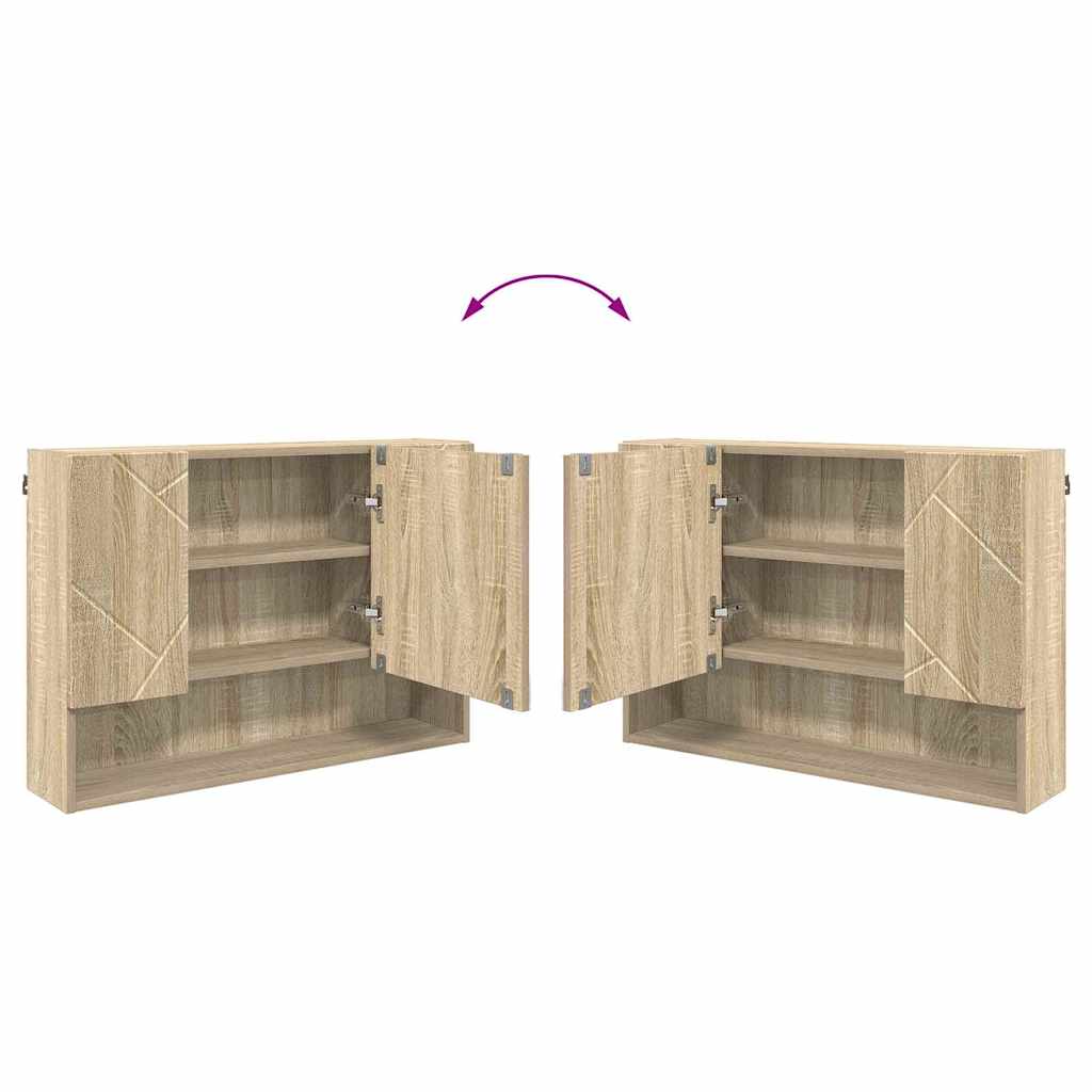 vidaXL Badezimmermöbel-Set 3 pcs Sonoma-Eiche Sperrholz und Metall