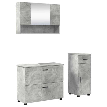 vidaXL Badezimmermöbel-Set 3 pcs Beton Grau Sperrholz und Metall