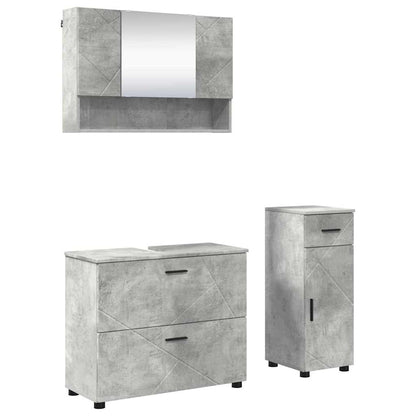 vidaXL Badezimmermöbel-Set 3 pcs Beton Grau Sperrholz und Metall