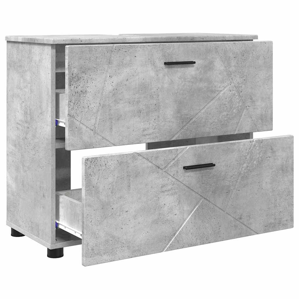 vidaXL Badezimmermöbel-Set 3 pcs Beton Grau Sperrholz und Metall