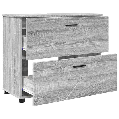 vidaXL Badezimmermöbel-Set 3 pcs Graues Sonoma Sperrholz und Metall