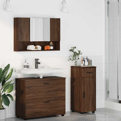 vidaXL Badezimmermöbel-Set mit Schubladen 3 pcs Braun Eichen-Optik