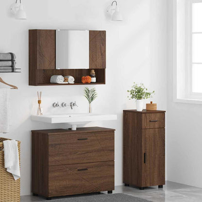 vidaXL Badezimmermöbel-Set mit Schubladen 3 pcs Braun Eichen-Optik