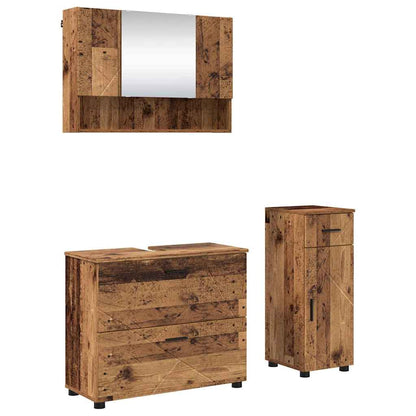 vidaXL Badezimmermöbel-Set mit Tür 3 pcs Altholz Sperrholz und Metall
