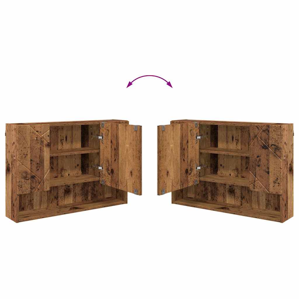 vidaXL Badezimmermöbel-Set mit Tür 3 pcs Altholz Sperrholz und Metall