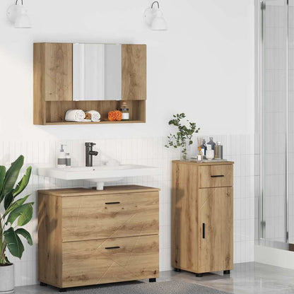 vidaXL Badezimmermöbel-Set 3 pcs Artisan-Eiche Sperrholz und Metall