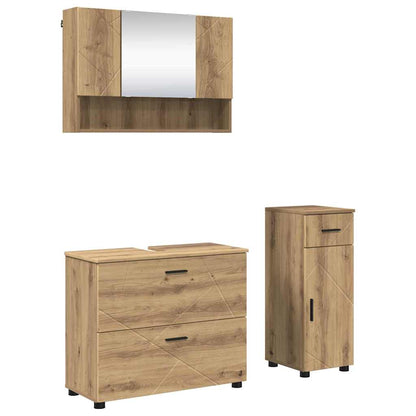 vidaXL Badezimmermöbel-Set 3 pcs Artisan-Eiche Sperrholz und Metall