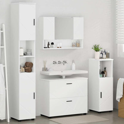 vidaXL Badezimmermöbel-Set mit Regal 4 pcs Weiß Sperrholz und Metall