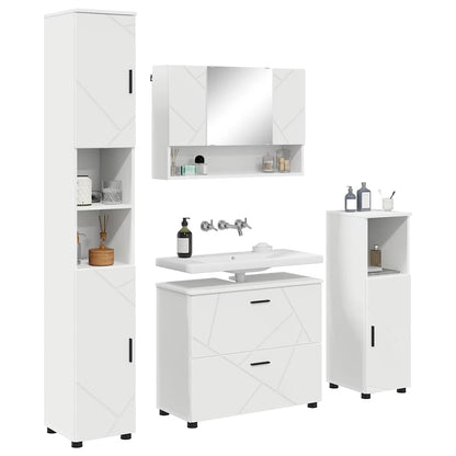 vidaXL Badezimmermöbel-Set mit Regal 4 pcs Weiß Sperrholz und Metall