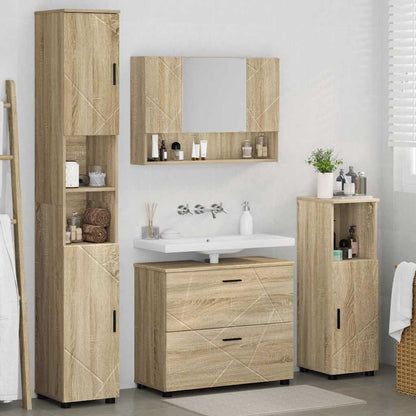 vidaXL Badezimmermöbel-Set 4 pcs Sonoma-Eiche Sperrholz und Metall