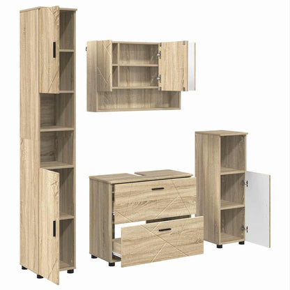 vidaXL Badezimmermöbel-Set 4 pcs Sonoma-Eiche Sperrholz und Metall