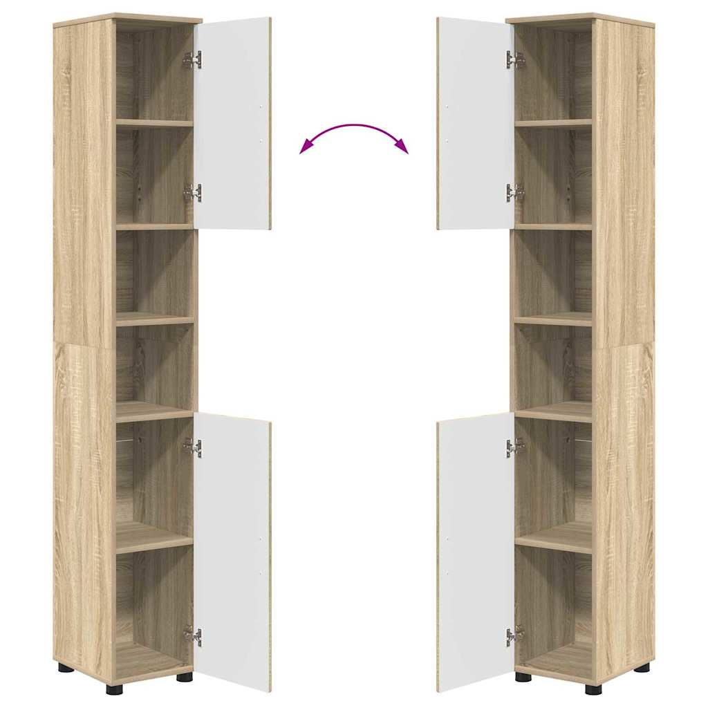 vidaXL Badezimmermöbel-Set 4 pcs Sonoma-Eiche Sperrholz und Metall