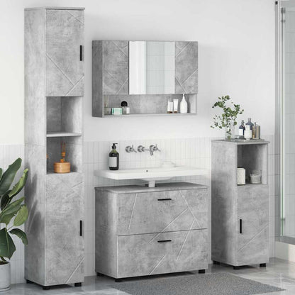 vidaXL Badezimmermöbel-Set 4 pcs Beton Grau Sperrholz und Metall