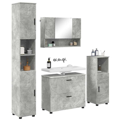 vidaXL Badezimmermöbel-Set 4 pcs Beton Grau Sperrholz und Metall