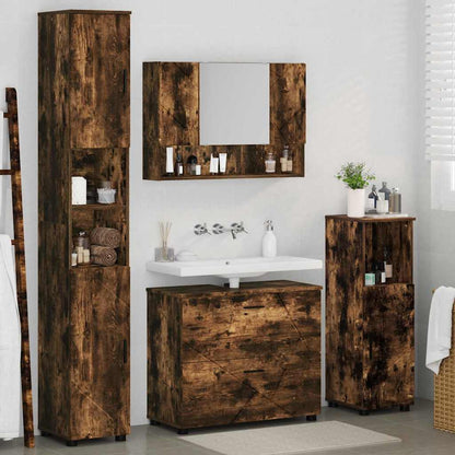 vidaXL Badezimmermöbel-Set mit Schubladen 4 pcs Geräucherte Eiche