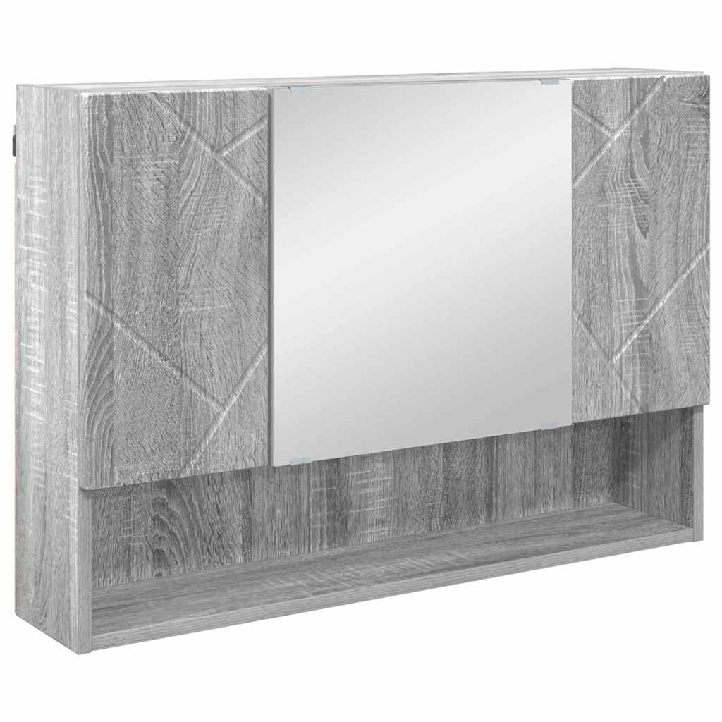 vidaXL Badezimmermöbel-Set 4 pcs Graues Sonoma Sperrholz und Metall