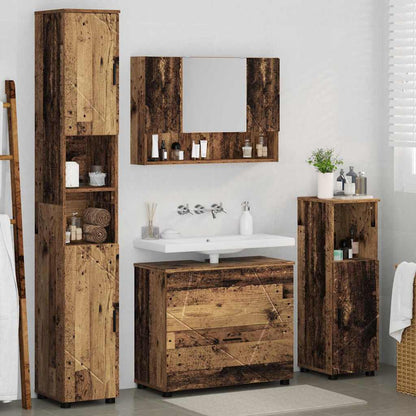 vidaXL Badezimmermöbel-Set mit Tür 4 pcs Altholz Sperrholz und Metall