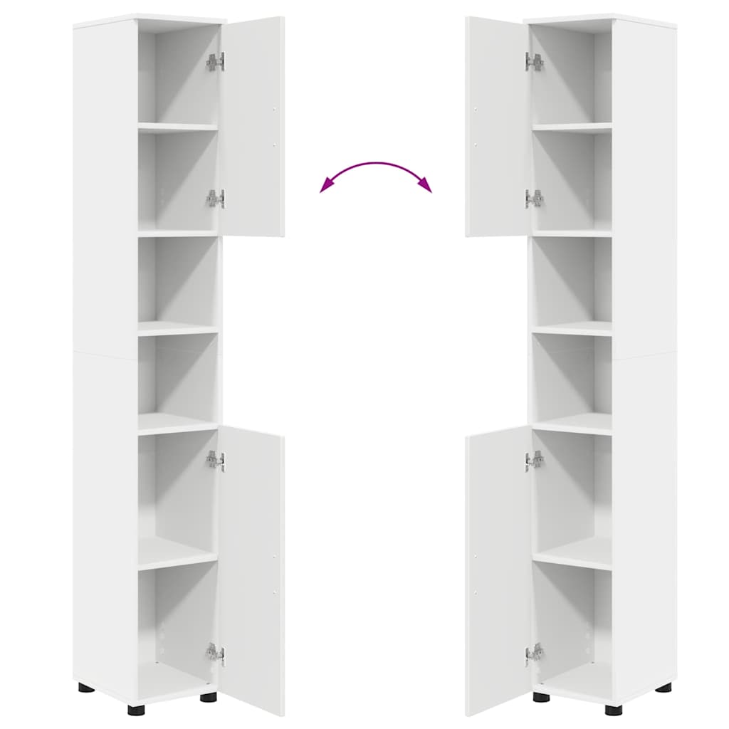 vidaXL Badezimmermöbel-Set mit Regal 4 pcs Weiß Sperrholz und Metall