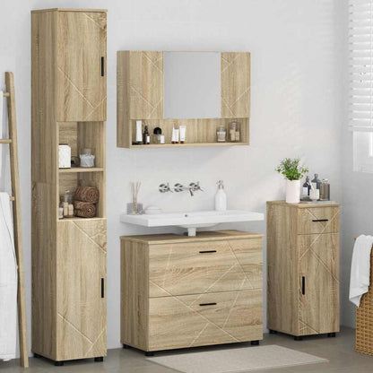 vidaXL Badezimmermöbel-Set 4 pcs Sonoma-Eiche Sperrholz und Metall