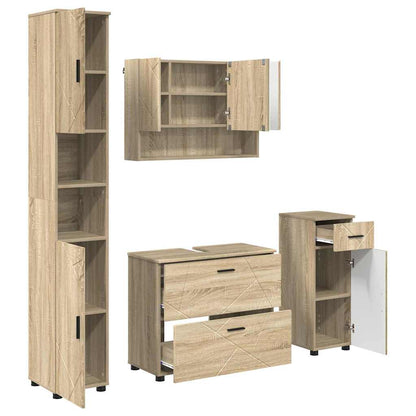 vidaXL Badezimmermöbel-Set 4 pcs Sonoma-Eiche Sperrholz und Metall