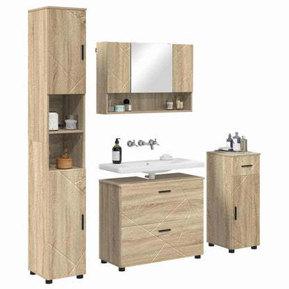 vidaXL Badezimmermöbel-Set 4 pcs Sonoma-Eiche Sperrholz und Metall