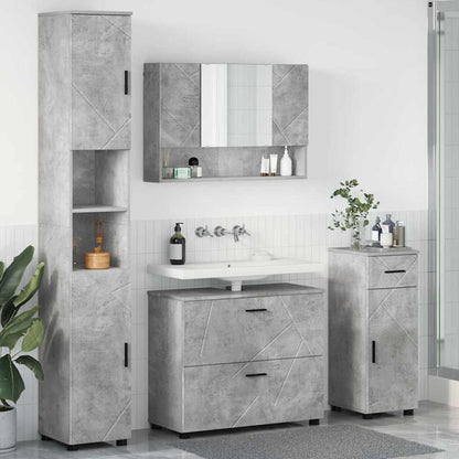 vidaXL Badezimmermöbel-Set 4 pcs Beton Grau Sperrholz und Metall