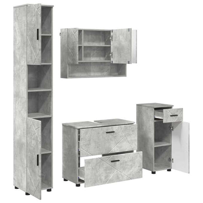vidaXL Badezimmermöbel-Set 4 pcs Beton Grau Sperrholz und Metall