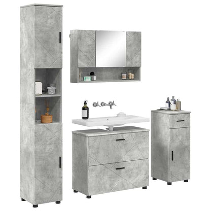 vidaXL Badezimmermöbel-Set 4 pcs Beton Grau Sperrholz und Metall