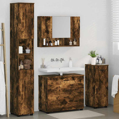 vidaXL Badezimmermöbel-Set mit Schubladen 4 pcs Geräucherte Eiche