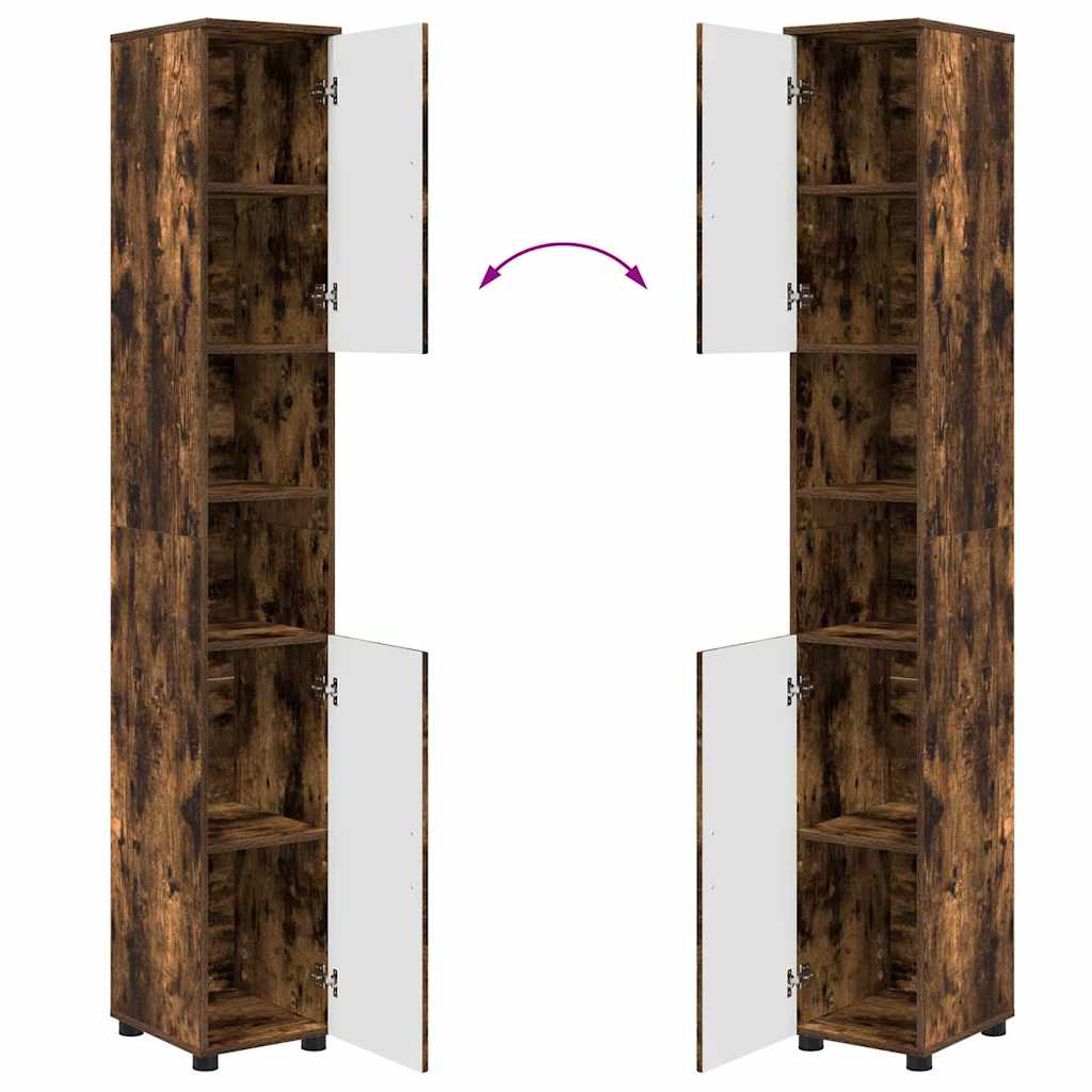 vidaXL Badezimmermöbel-Set mit Schubladen 4 pcs Geräucherte Eiche