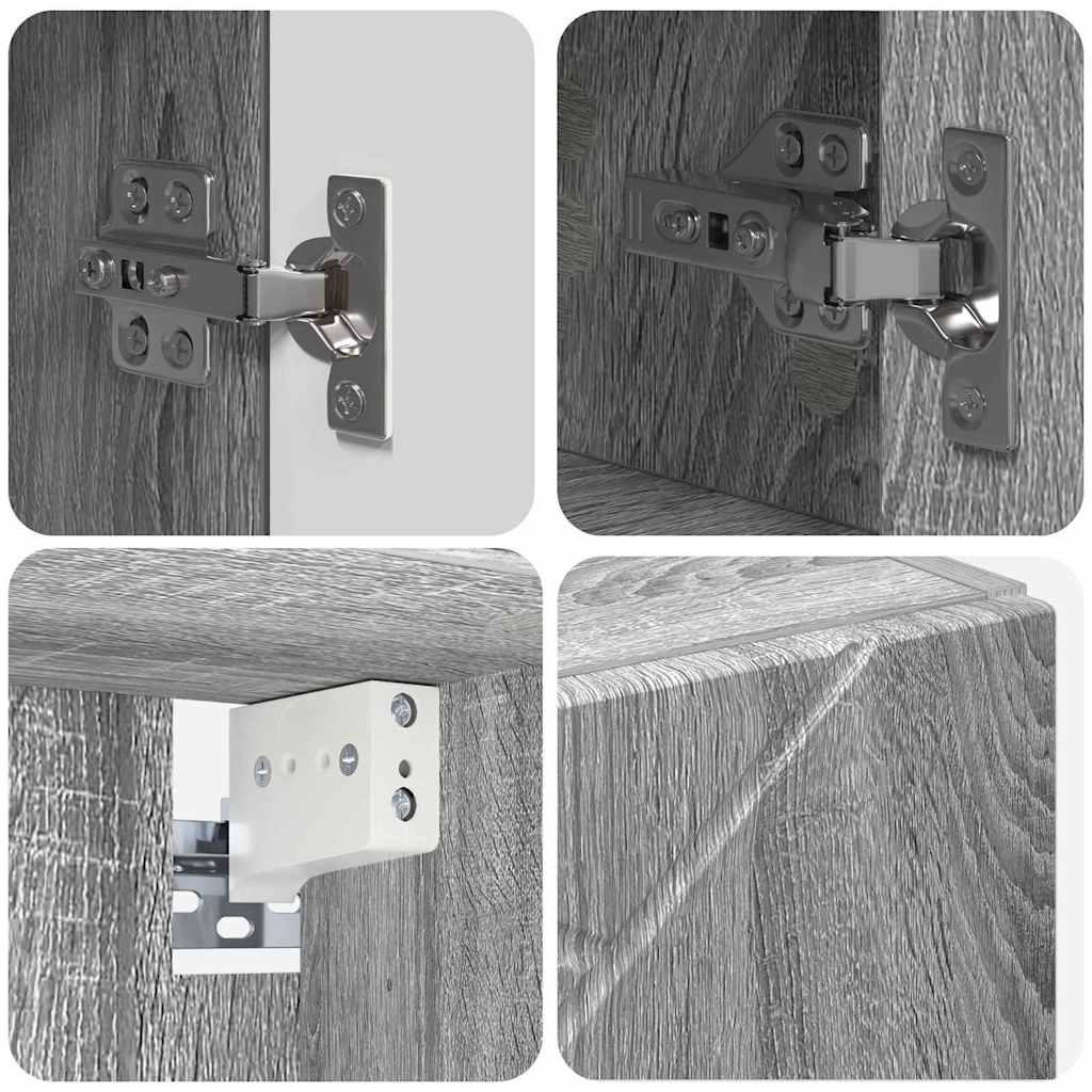 vidaXL Badezimmermöbel-Set 4 pcs Graues Sonoma Sperrholz und Metall